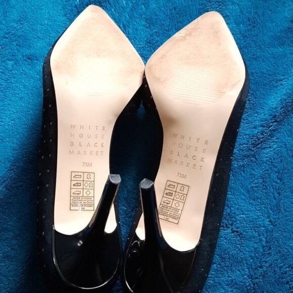 White House Black Market Black Ella Studded High Heel Open Pumps Size 7.5 - Picture 8 of 11